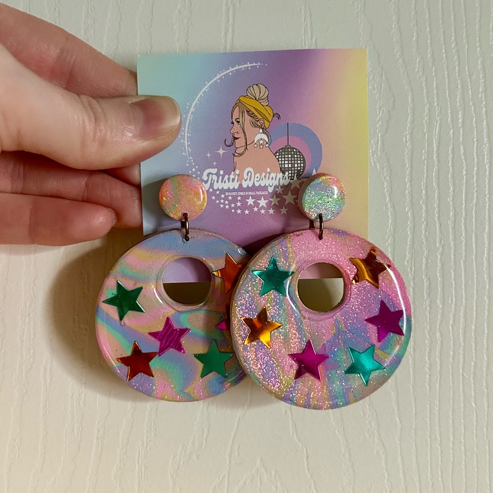 Groovy Handmade Resin Earrings by Tristi Designs